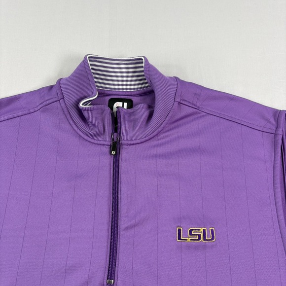 LSU Tigers FootJoy Vest Mens Small Purple 1/4 Zip Pullover Sweater Performance - Picture 2 of 9